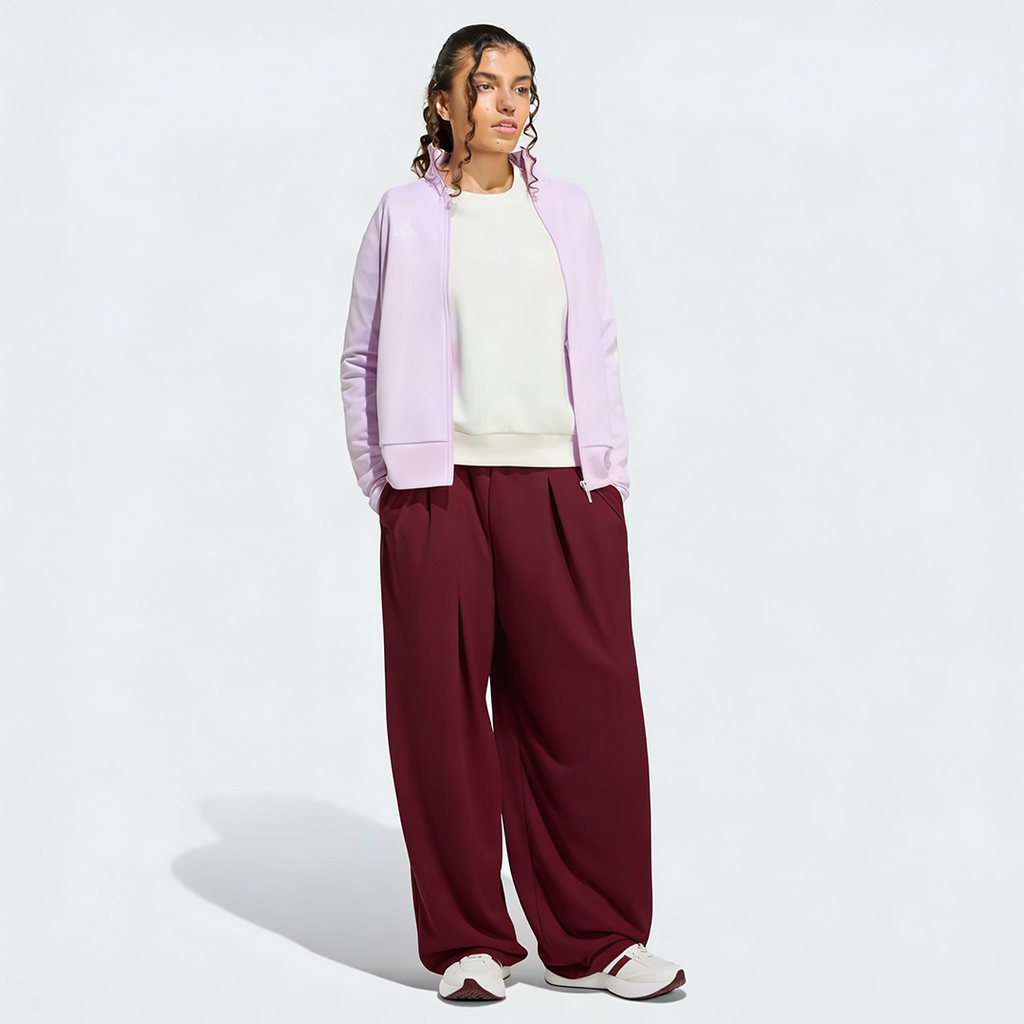 Vybe - Women Tiro 3-Stripes Wide-leg Pleated Pants - Maroon