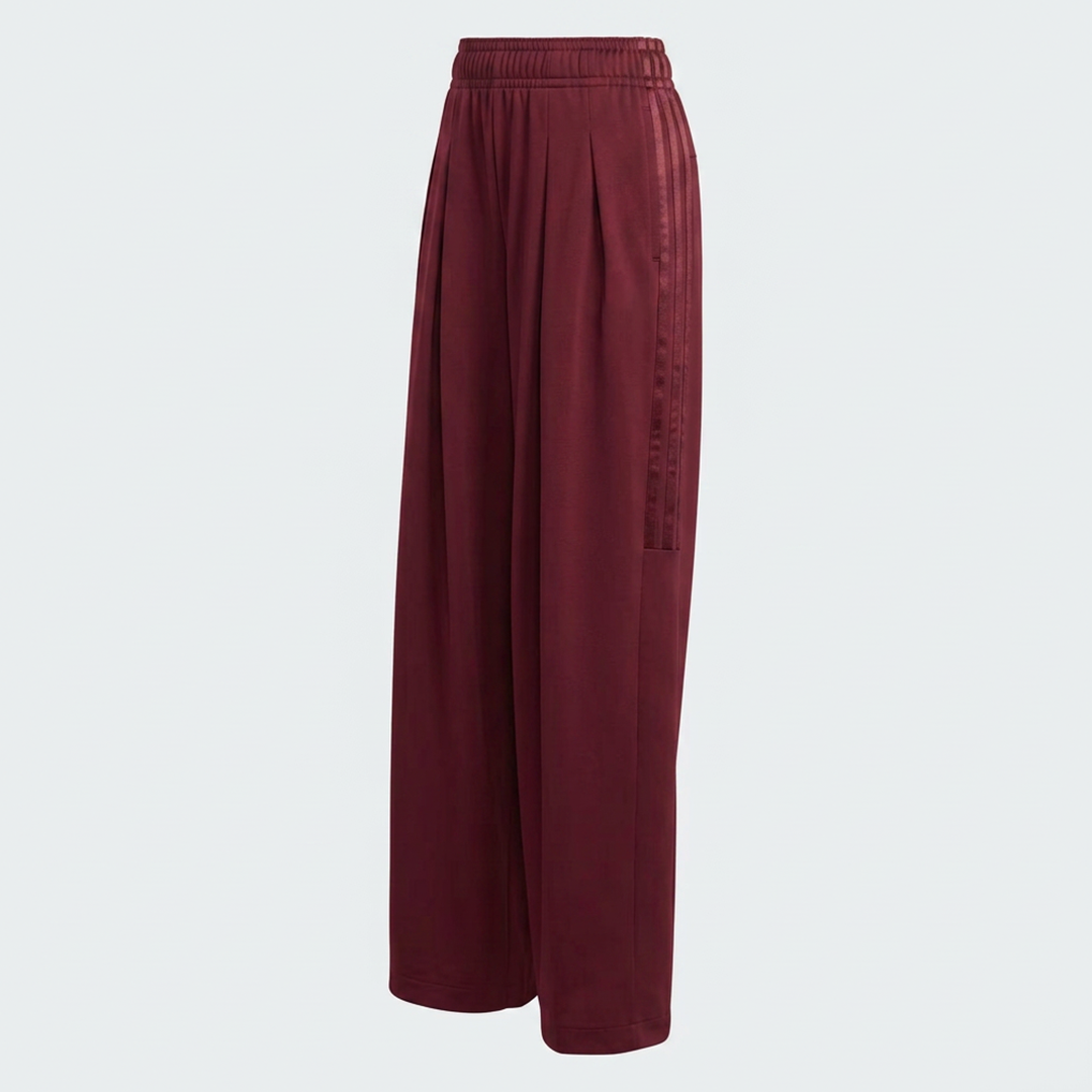 Vybe - Women Tiro 3-Stripes Wide-leg Pleated Pants - Maroon