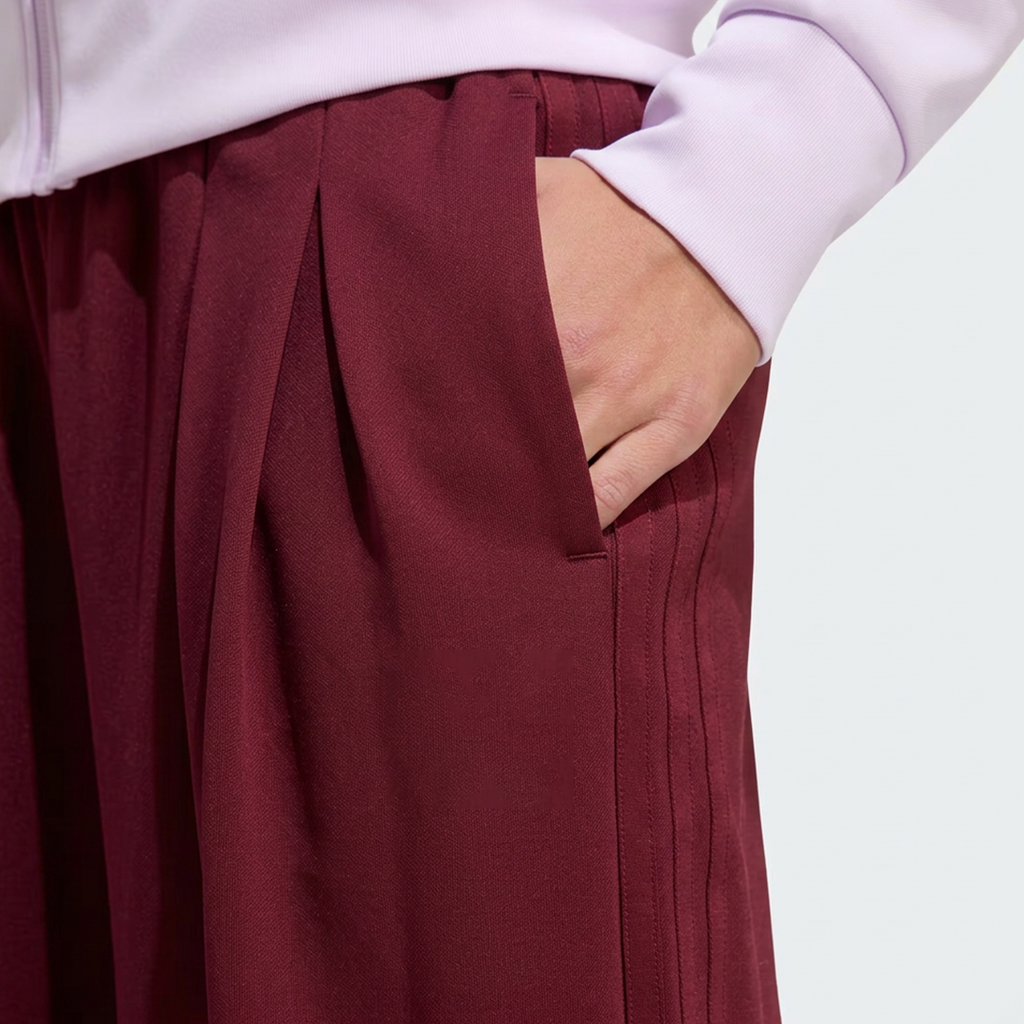 Vybe - Women Tiro 3-Stripes Wide-leg Pleated Pants - Maroon