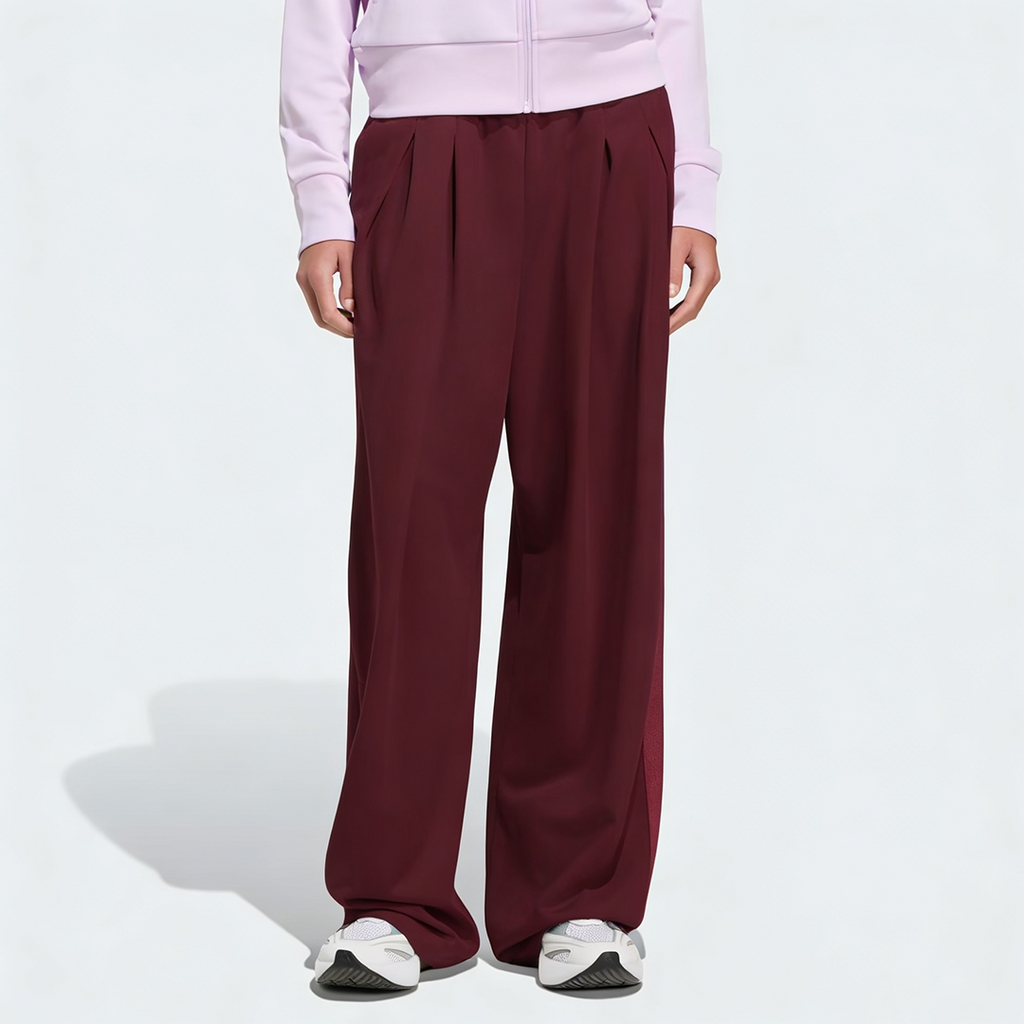 Vybe - Women Tiro 3-Stripes Wide-leg Pleated Pants - Maroon