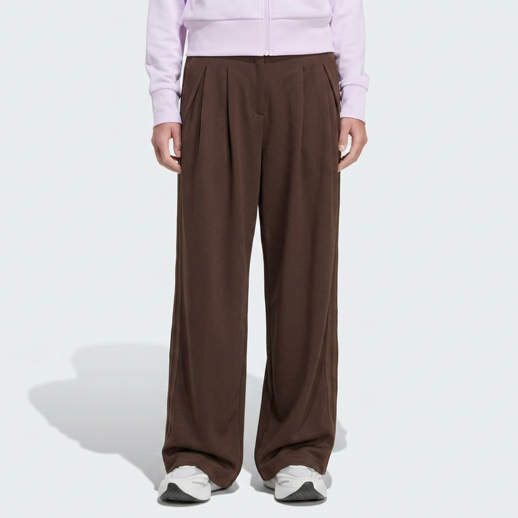 Vybe - Women Tiro 3-Stripes Wide-leg Pleated Pants - Mocha