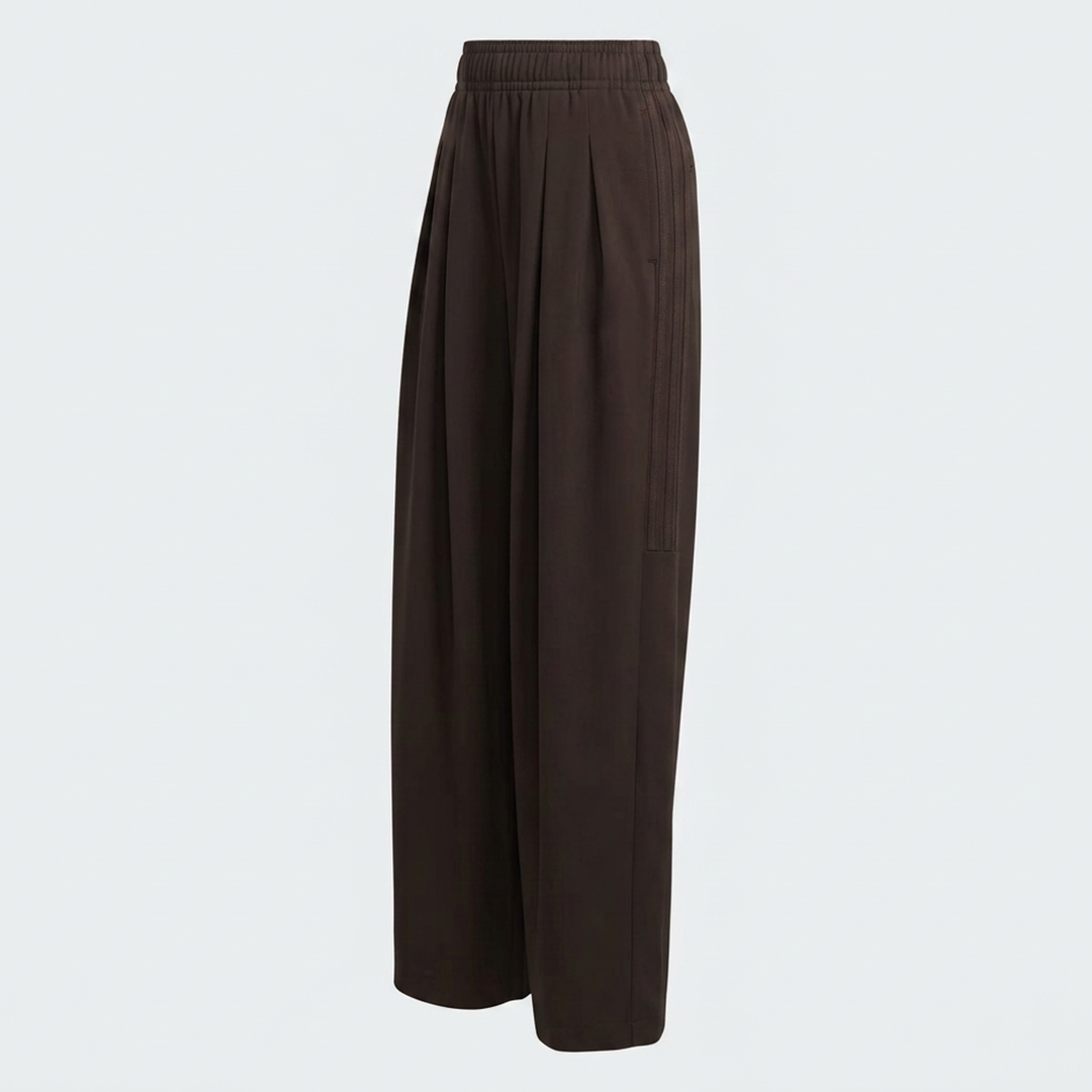 Vybe - Women Tiro 3-Stripes Wide-leg Pleated Pants - Mocha