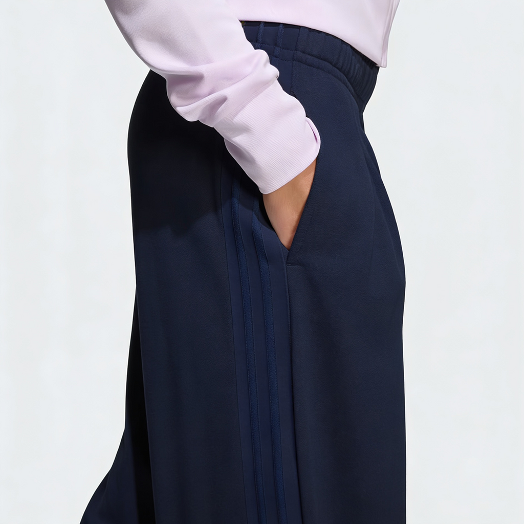 Vybe - Women Tiro 3-Stripes Wide-leg Pleated Pants - Navy Blue