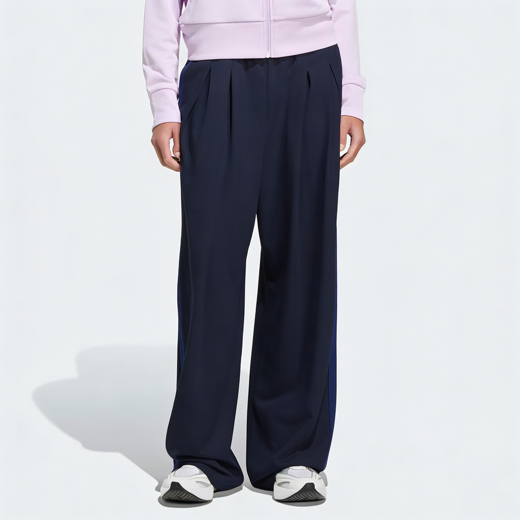 Vybe - Women Tiro 3-Stripes Wide-leg Pleated Pants - Navy Blue