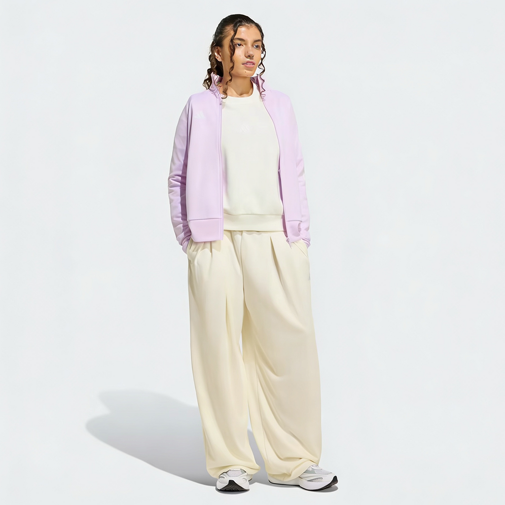Vybe - Women Tiro 3-Stripes Wide-leg Pleated Pants - Oat Milk