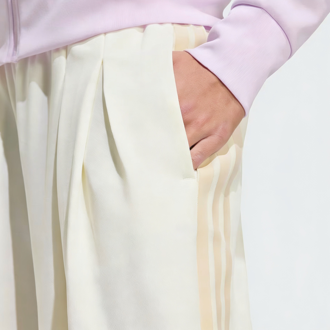 Vybe - Women Tiro 3-Stripes Wide-leg Pleated Pants - Oat Milk