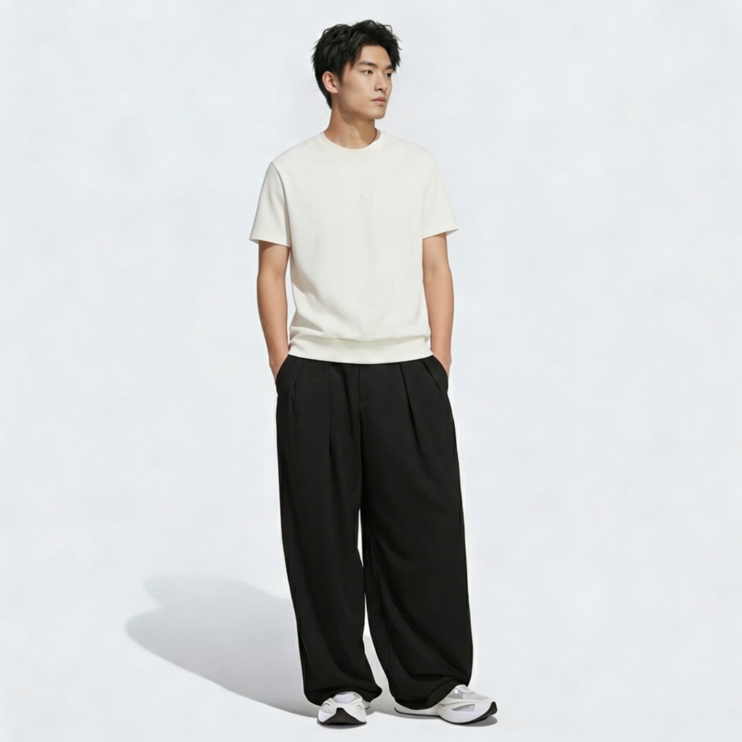 Vybe - Men Tiro 3-Stripes Wide-leg Pleated Pants - Black
