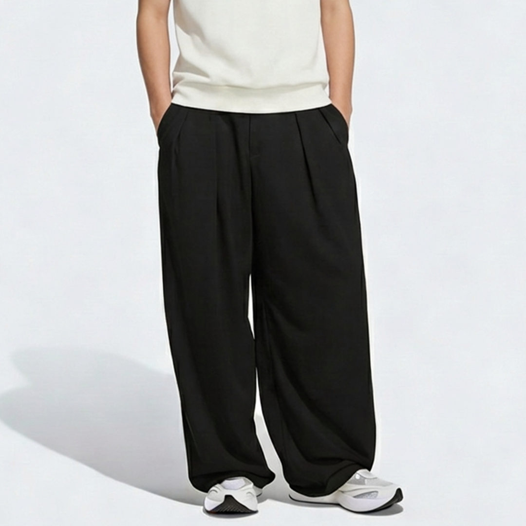 Vybe - Men Tiro 3-Stripes Wide-leg Pleated Pants - Black