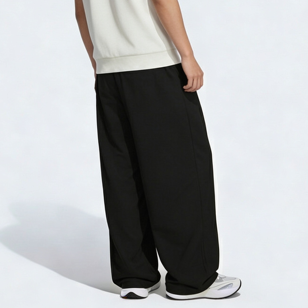 Vybe - Men Tiro 3-Stripes Wide-leg Pleated Pants - Black