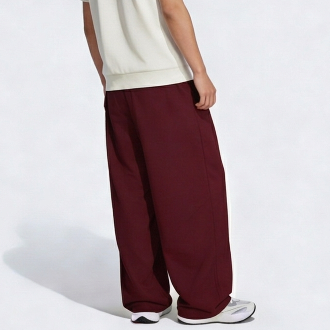 Vybe - Men Tiro 3-Stripes Wide-leg Pleated Pants - Maroon