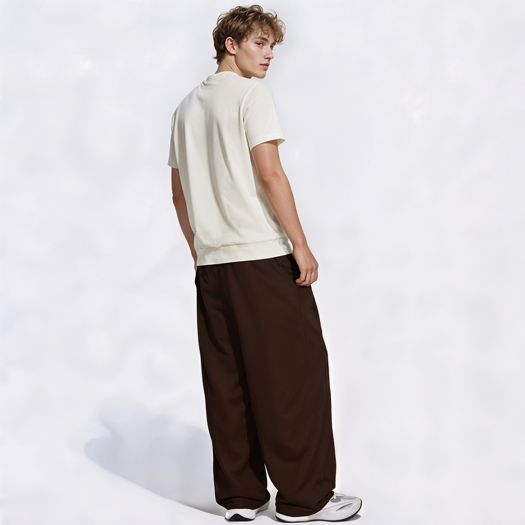 Vybe - Men Tiro 3-Stripes Wide-leg Pleated Pants - Mocha