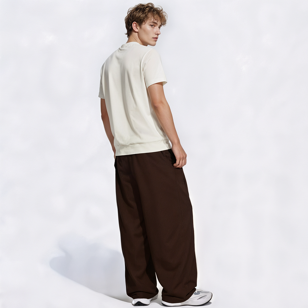 Vybe - Men Tiro 3-Stripes Wide-leg Pleated Pants - Mocha