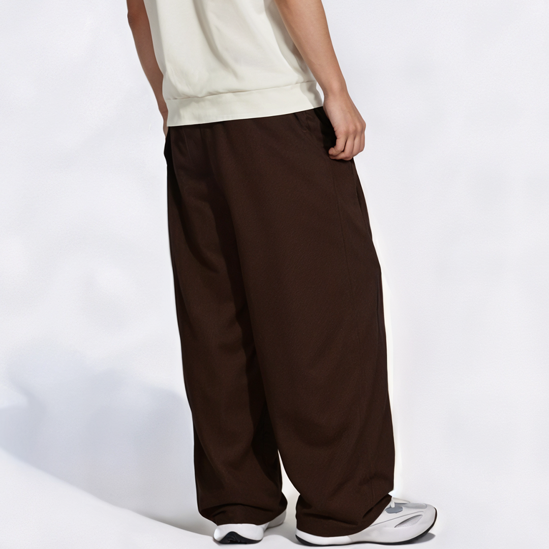 Vybe - Men Tiro 3-Stripes Wide-leg Pleated Pants - Mocha
