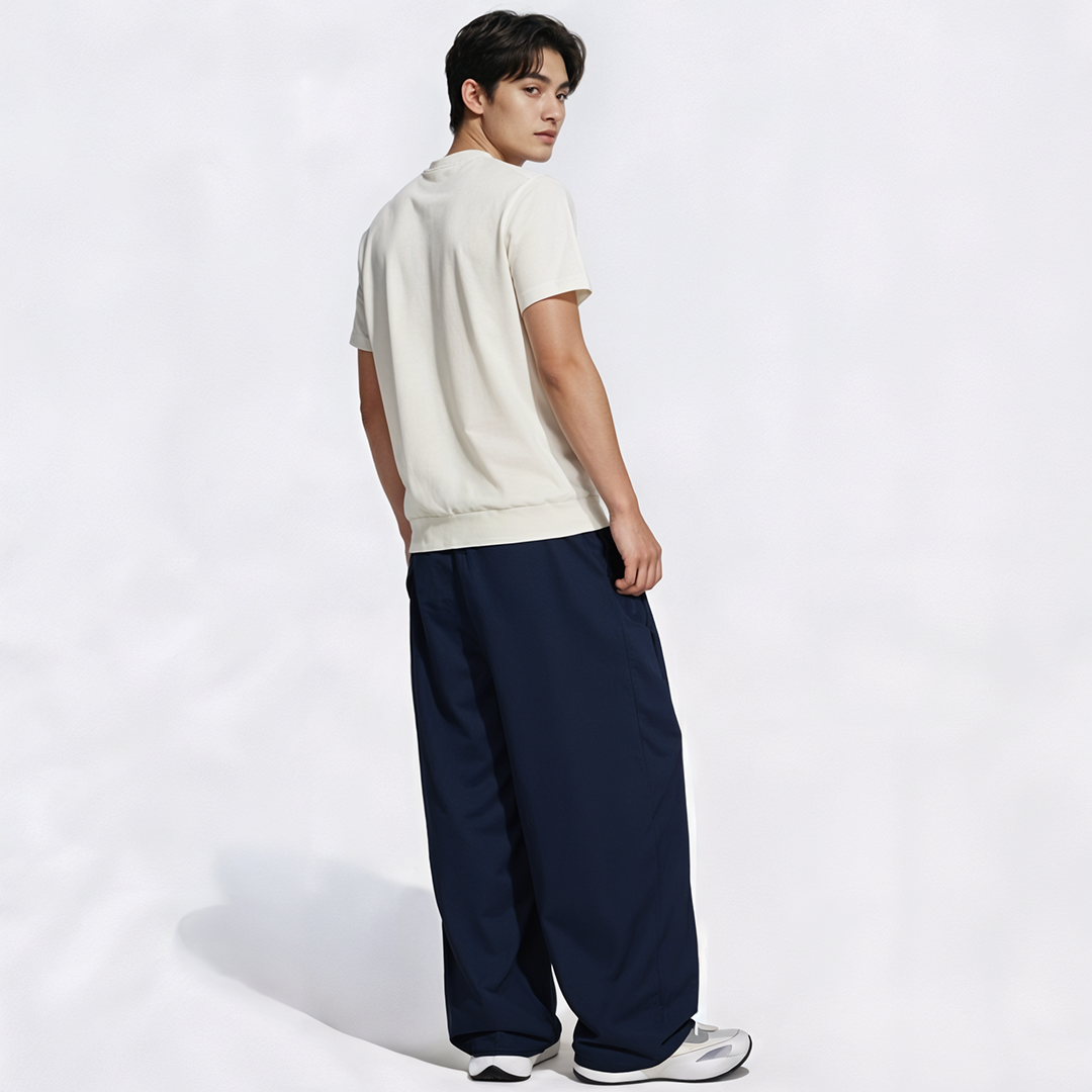 Vybe - Men Tiro 3-Stripes Wide-leg Pleated Pants - Navy Blue