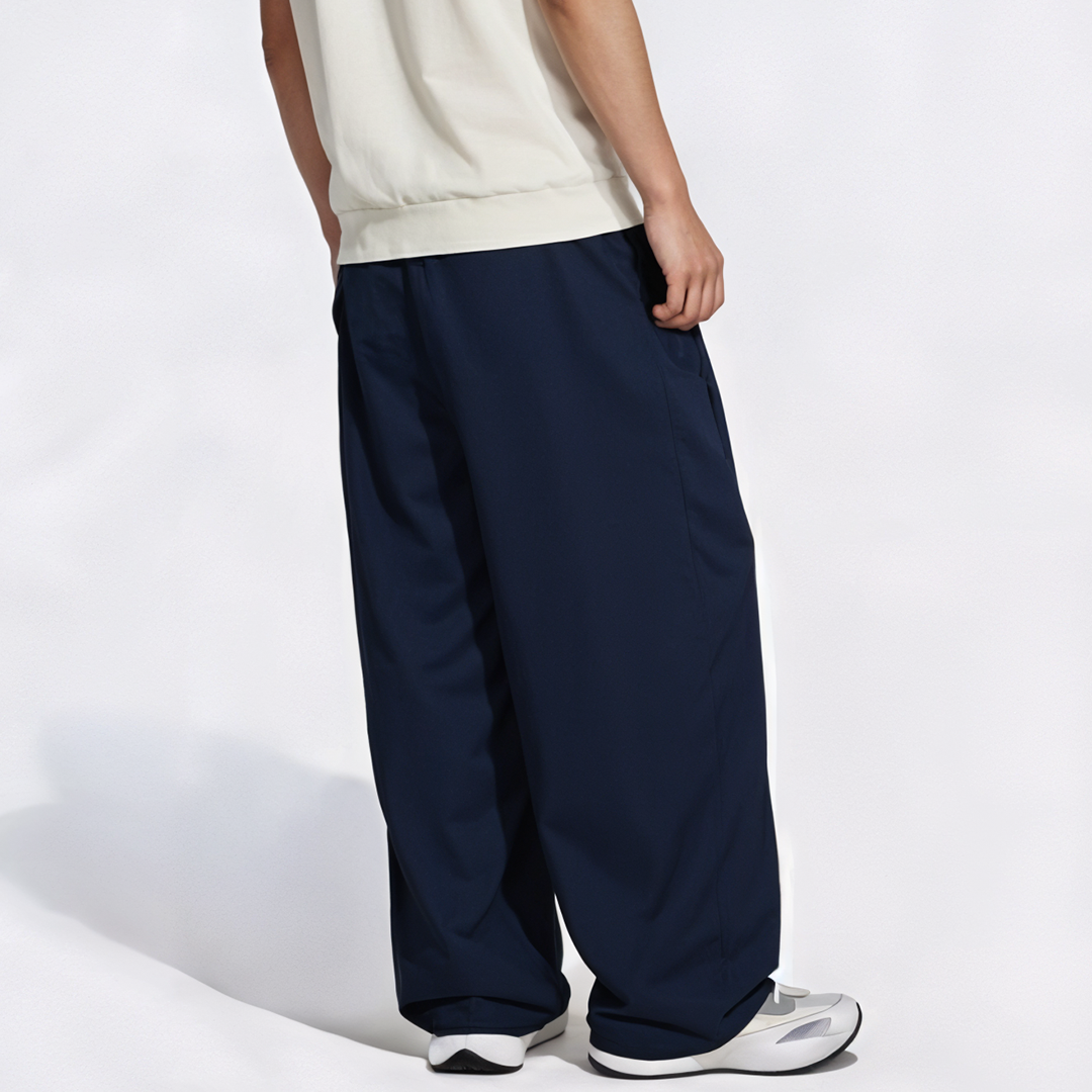 Vybe - Men Tiro 3-Stripes Wide-leg Pleated Pants - Navy Blue