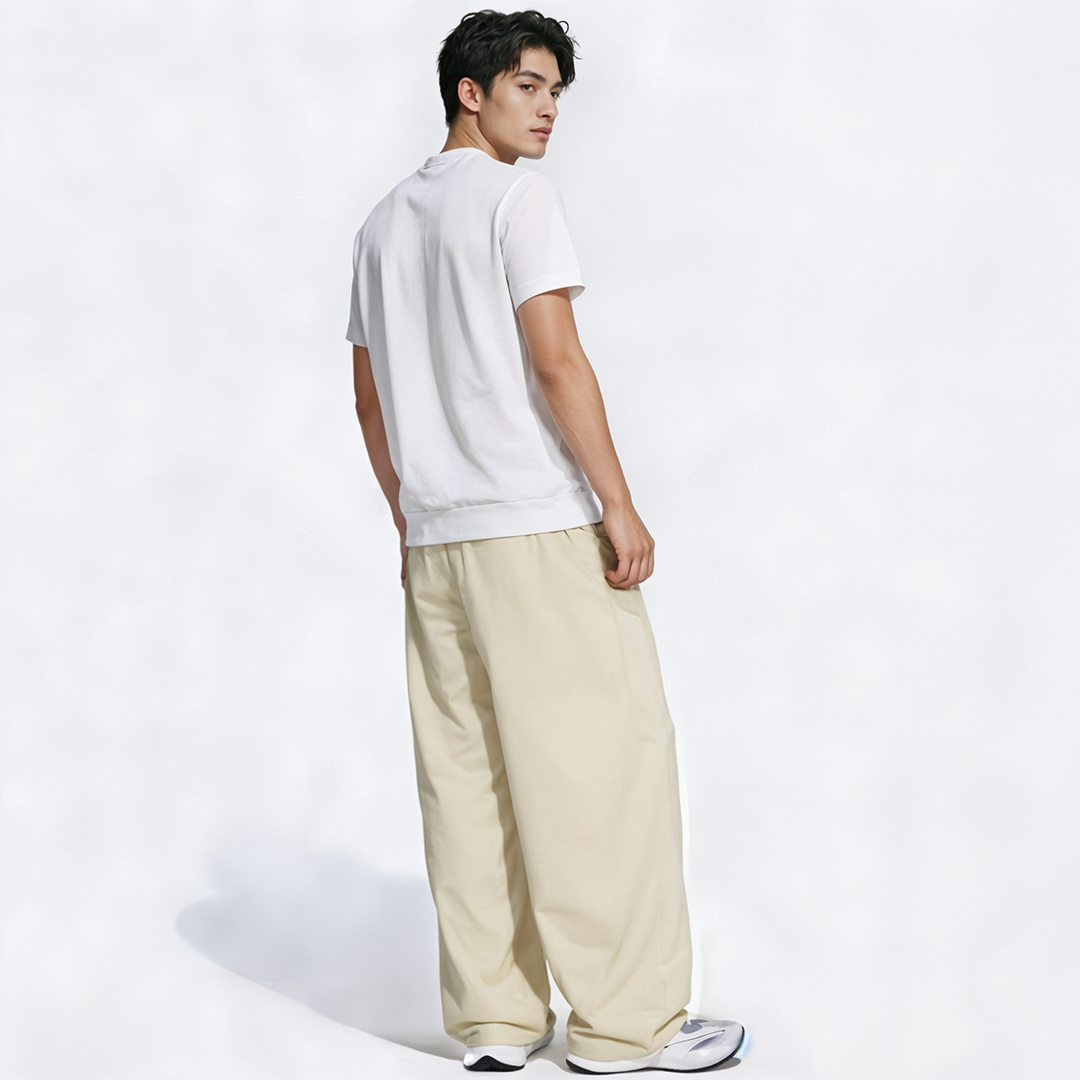 Vybe - Men Tiro 3-Stripes Wide-leg Pleated Pants - Oat Milk