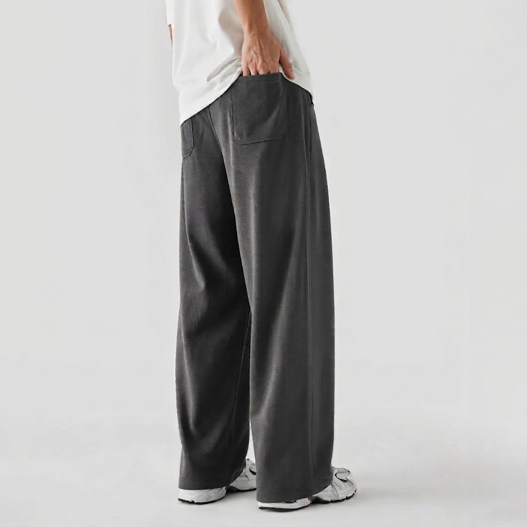 Vybe - Men Wide Pull-On Trouser | Dark Grey