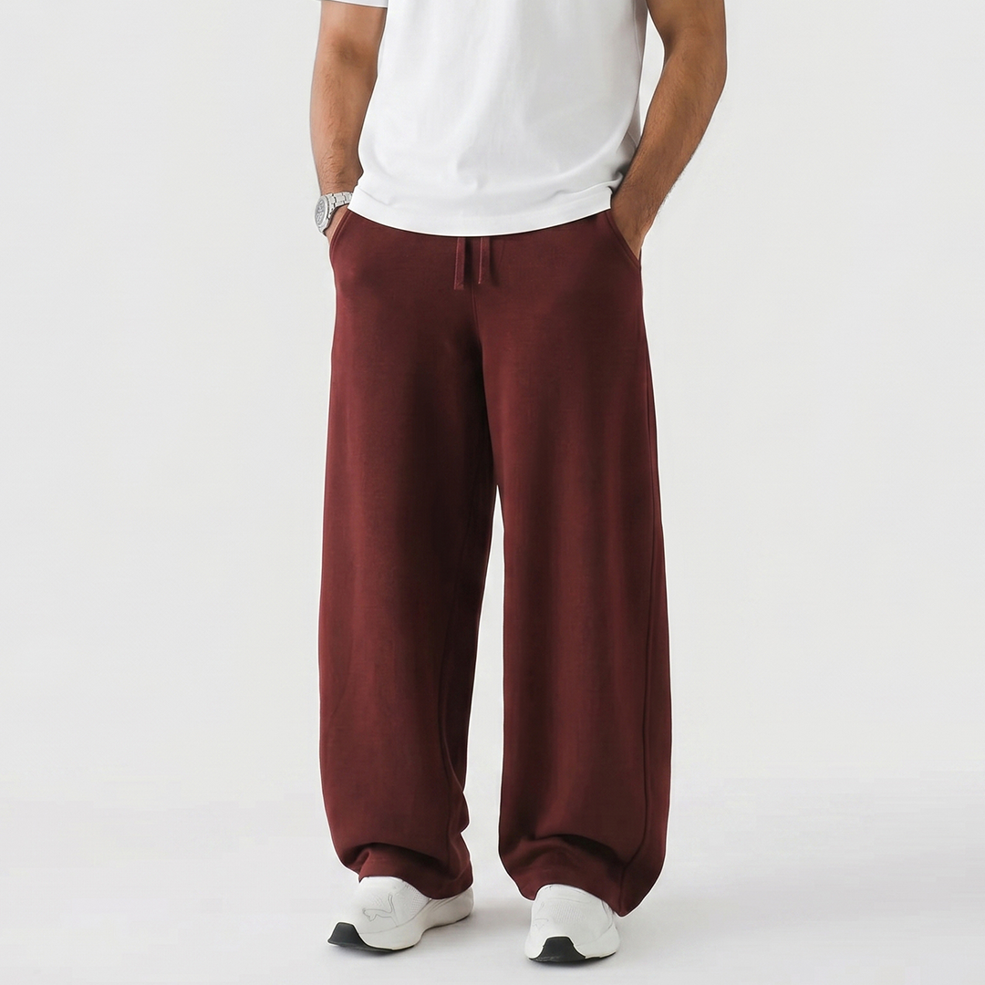 Vybe - Men Wide Pull-On Trouser | Burgundy