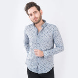 VYBE - Stone Blue Patterned Shirt