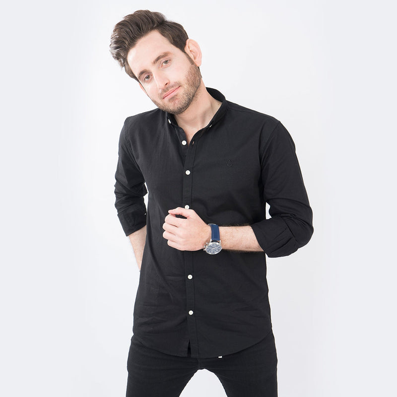 VYBE- Casual Solid Shirts- Black