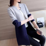 VYBE - Double Color Women Cardigan Casual Coat - Grey & Navy Blue