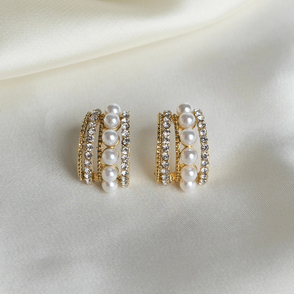 VYBE - Faux Pearl Decor Hoop Earrings