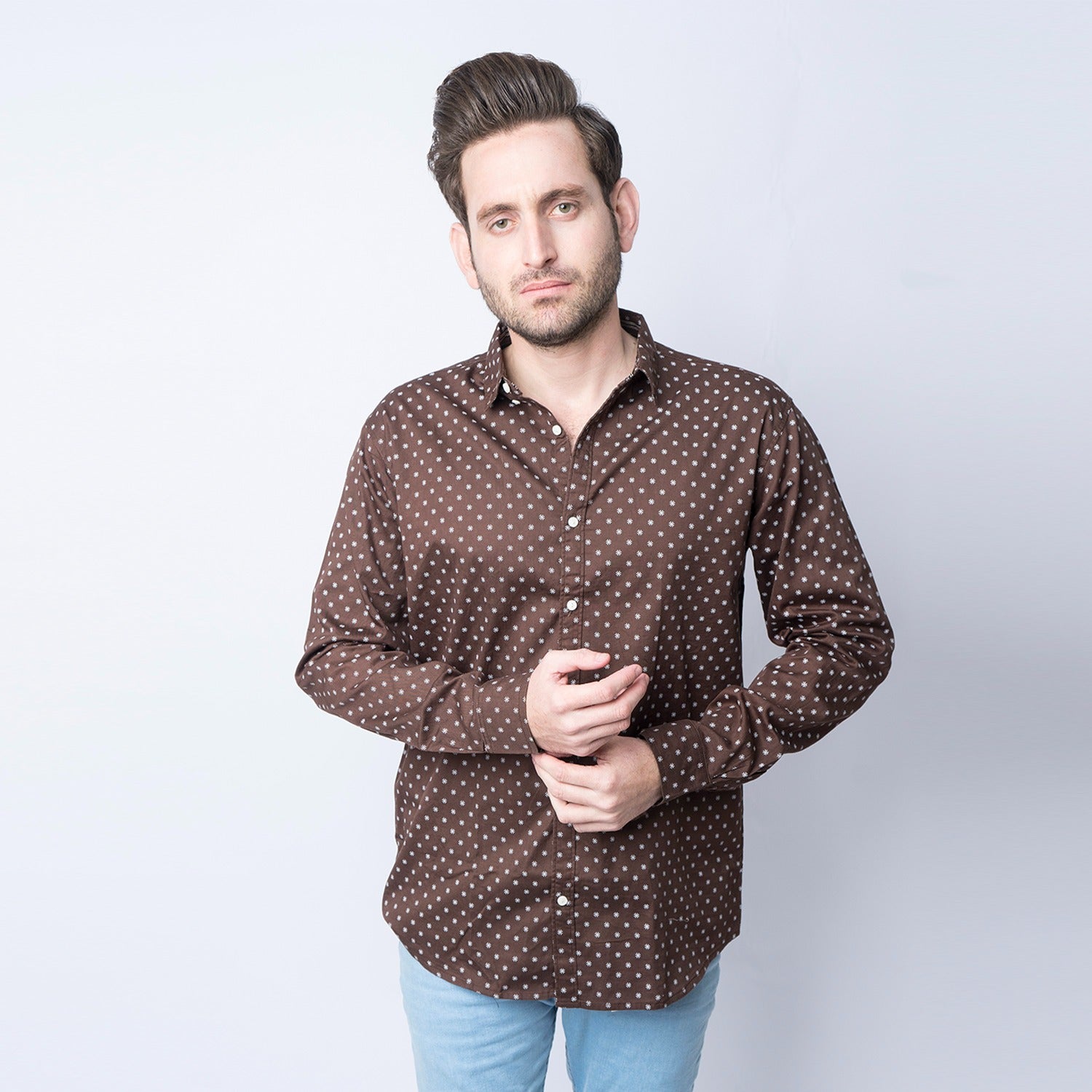 VYBE - Dotted Brown and white