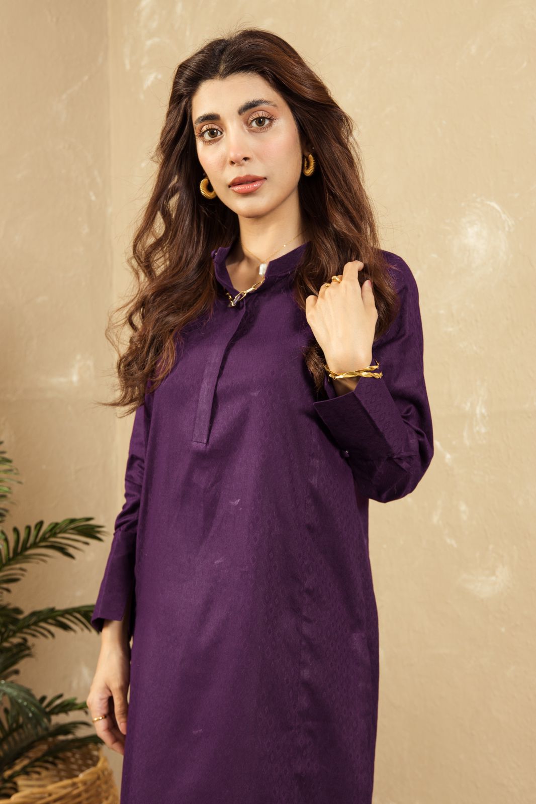 VYBE Basic Co-Ord-Ornate Purple