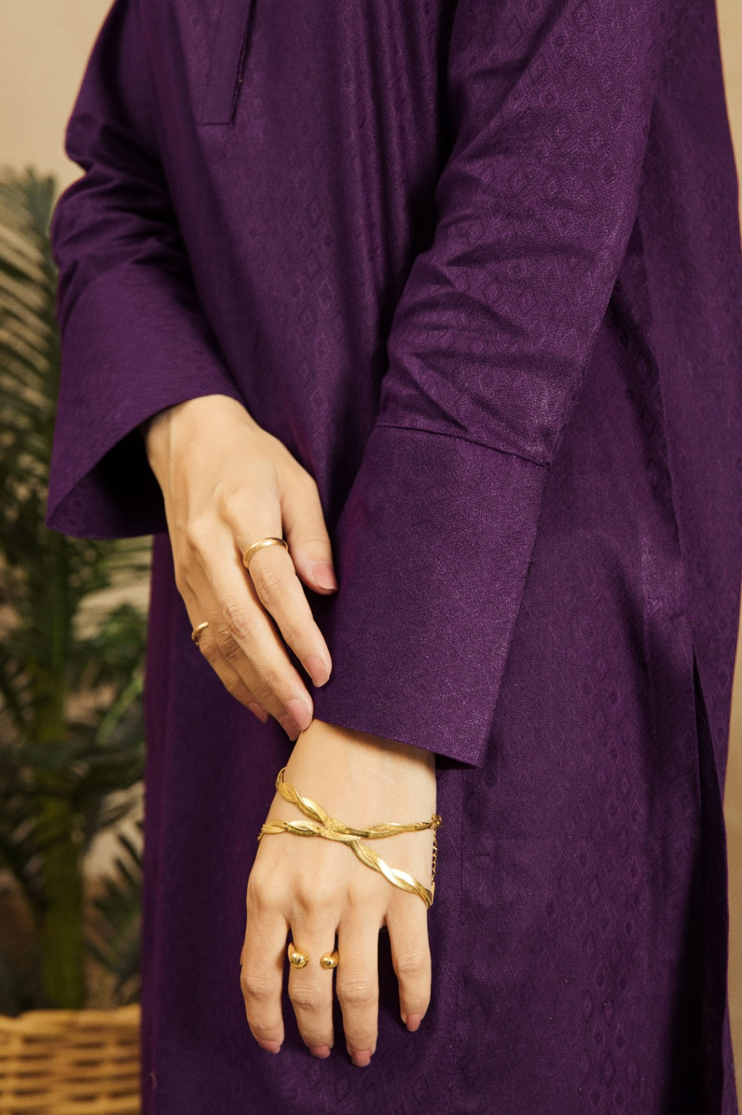 VYBE Basic Co-Ord-Ornate Purple