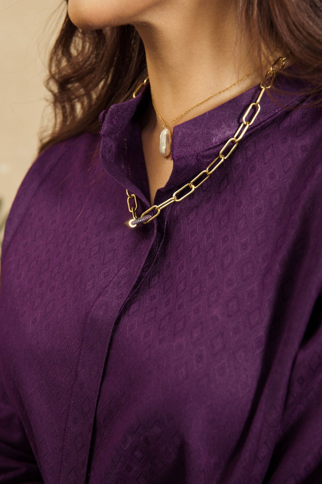 VYBE Basic Co-Ord-Ornate Purple