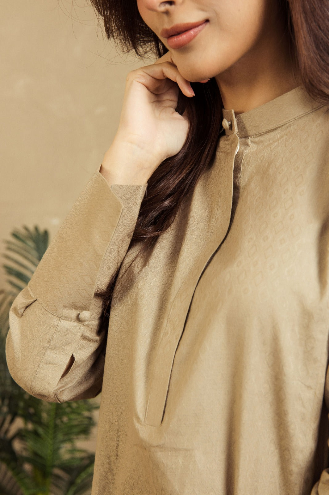 VYBE Basic Co-Ord-Ornate Beige