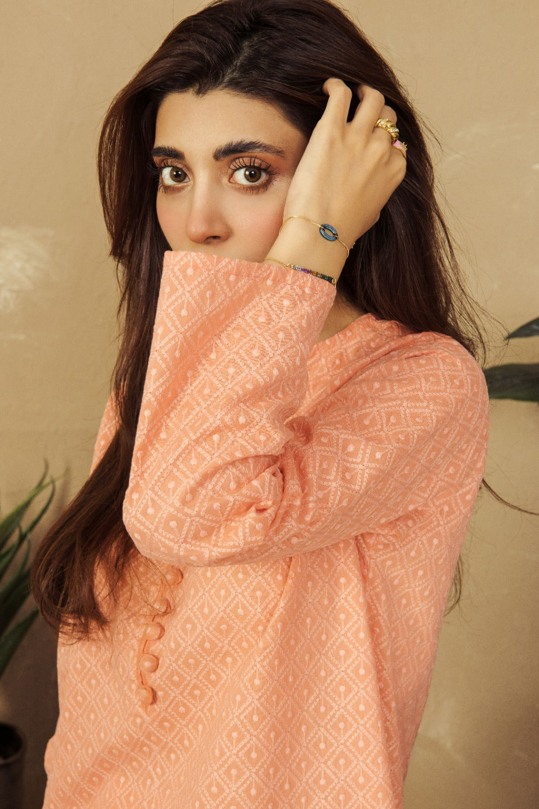 VYBE- Basic Co-Ord-Chikankari Peach