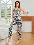 VYBE - PJ SET Cami Silk Printed Pattern Black