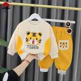 VYBE - Tiger Printed Sweatshirt With Trouser For Kids Yellow