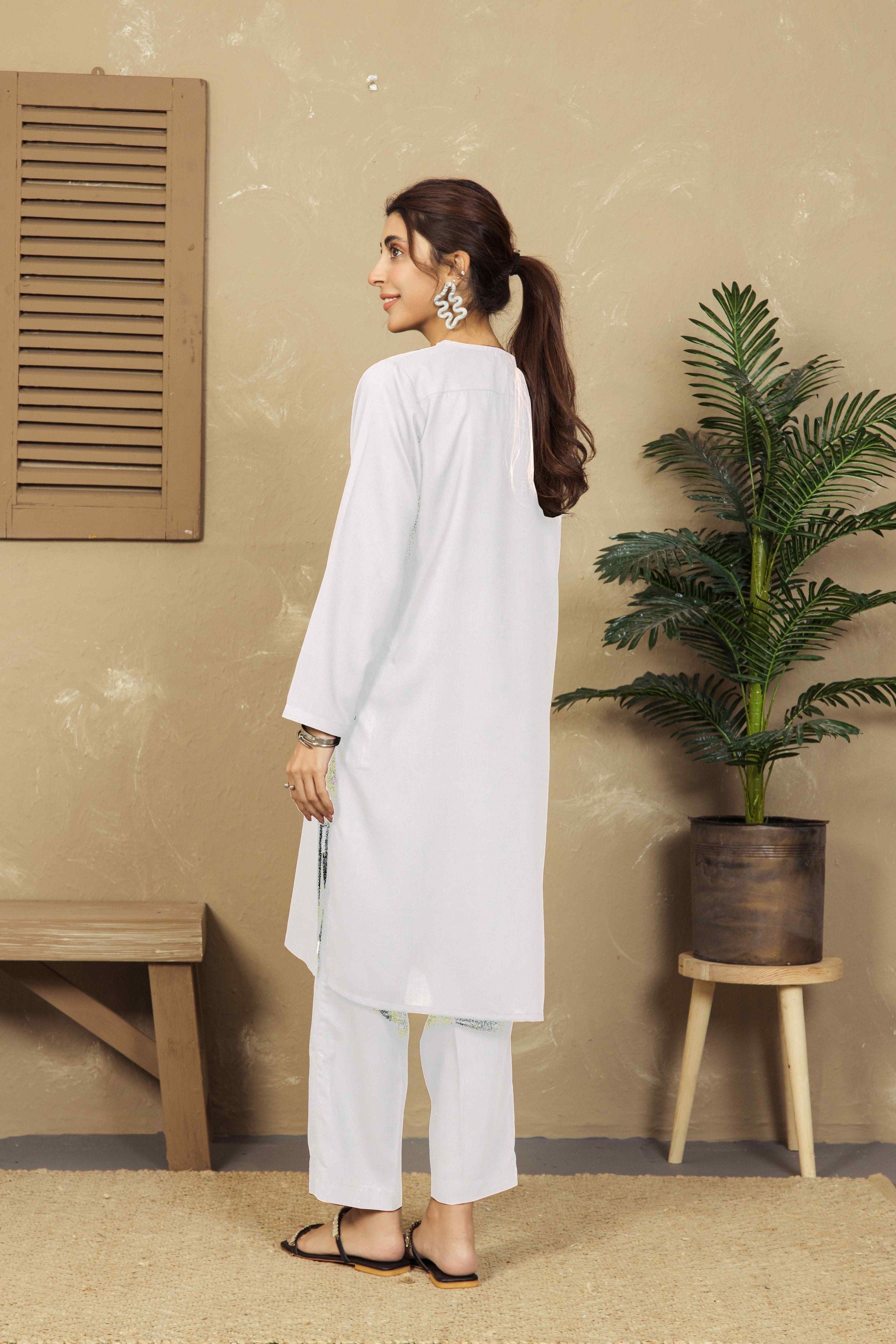 VYBE- Basic Co-Ord Citrine - White