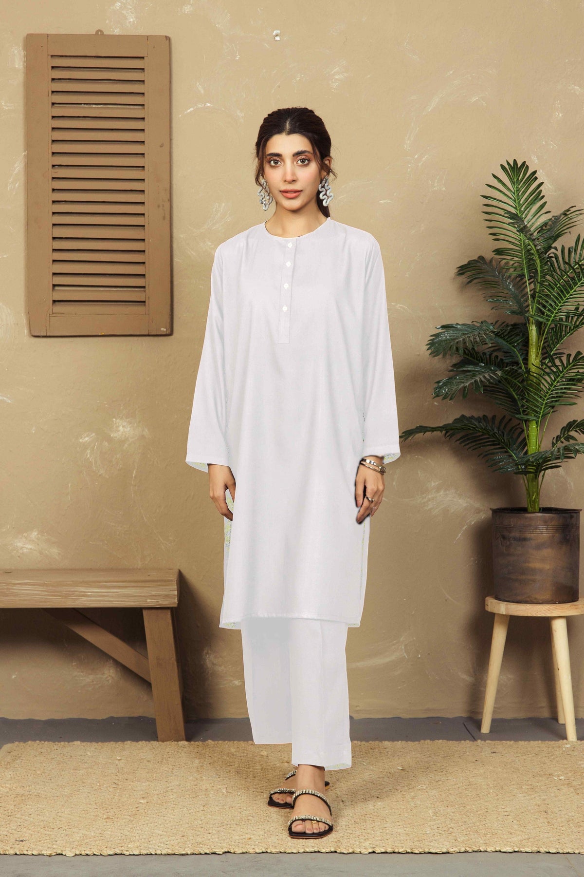 VYBE- Basic Co-Ord Citrine - White