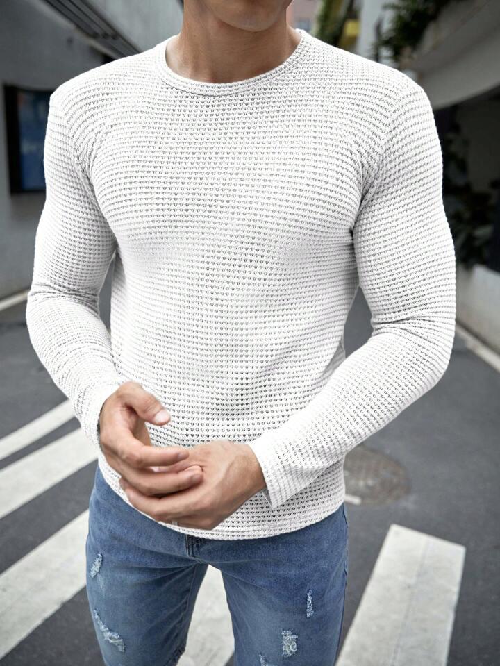 VYBE - Full Sleeves Waffle Knit Tee - White