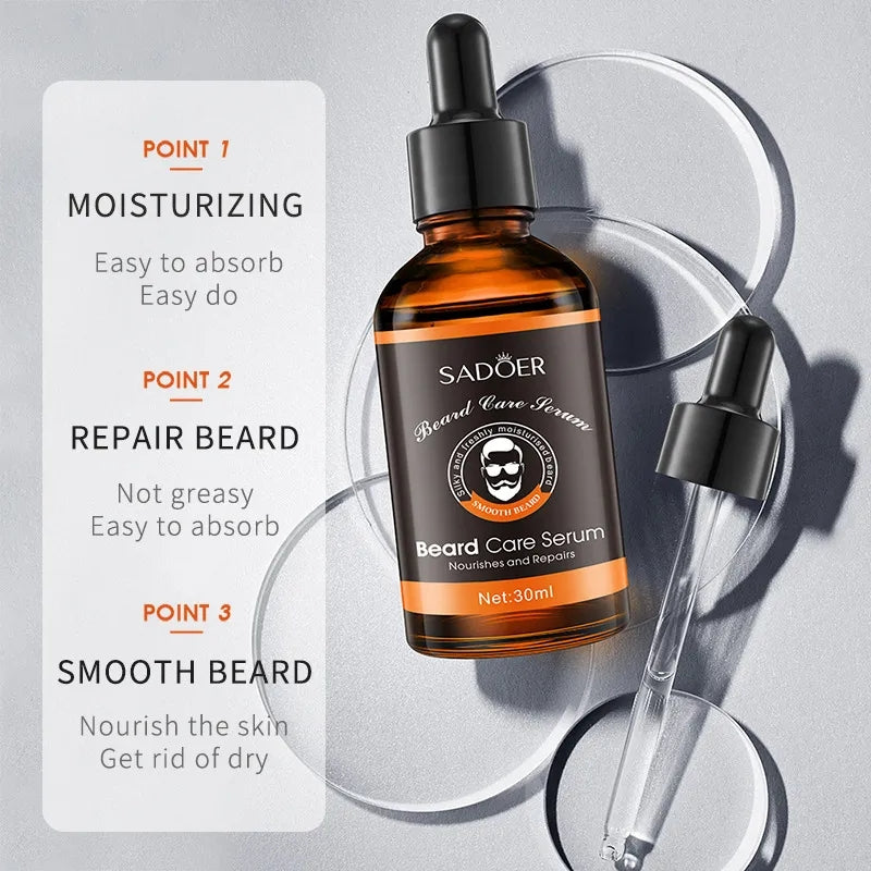 SADOER Beard Growth & Beard Care Essential Oil For Men Beard Grooming Treatment Beard Serum 30ml - SD94242