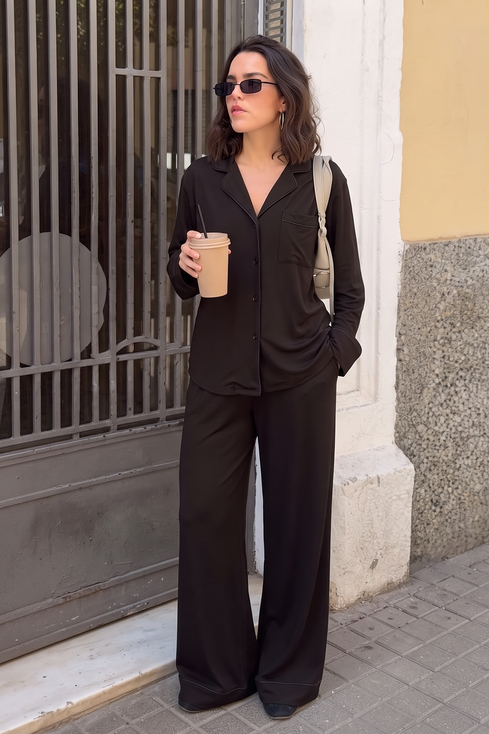 Cloud Pajama Set - Black