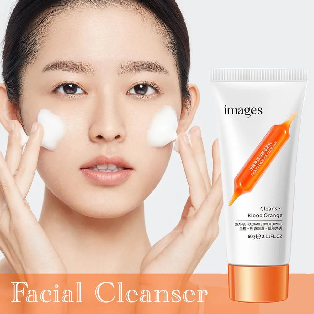 Sadoer Pack OF 3 Vitamin C Blood Orange Whitening Moisturizing Skin Care Series (Cleansing Mousse-Ampoule Serum-Cleanser)