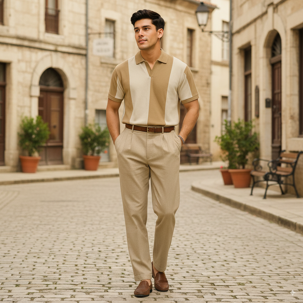 Vybe - Vintage Johnny Collar Polo - Beige