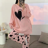 VYBE - Pink Big Hearts Printed Pj Suit Full Sleeves