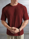 VYBE - Oversized Waffle Knit Tee For Men - Maroon