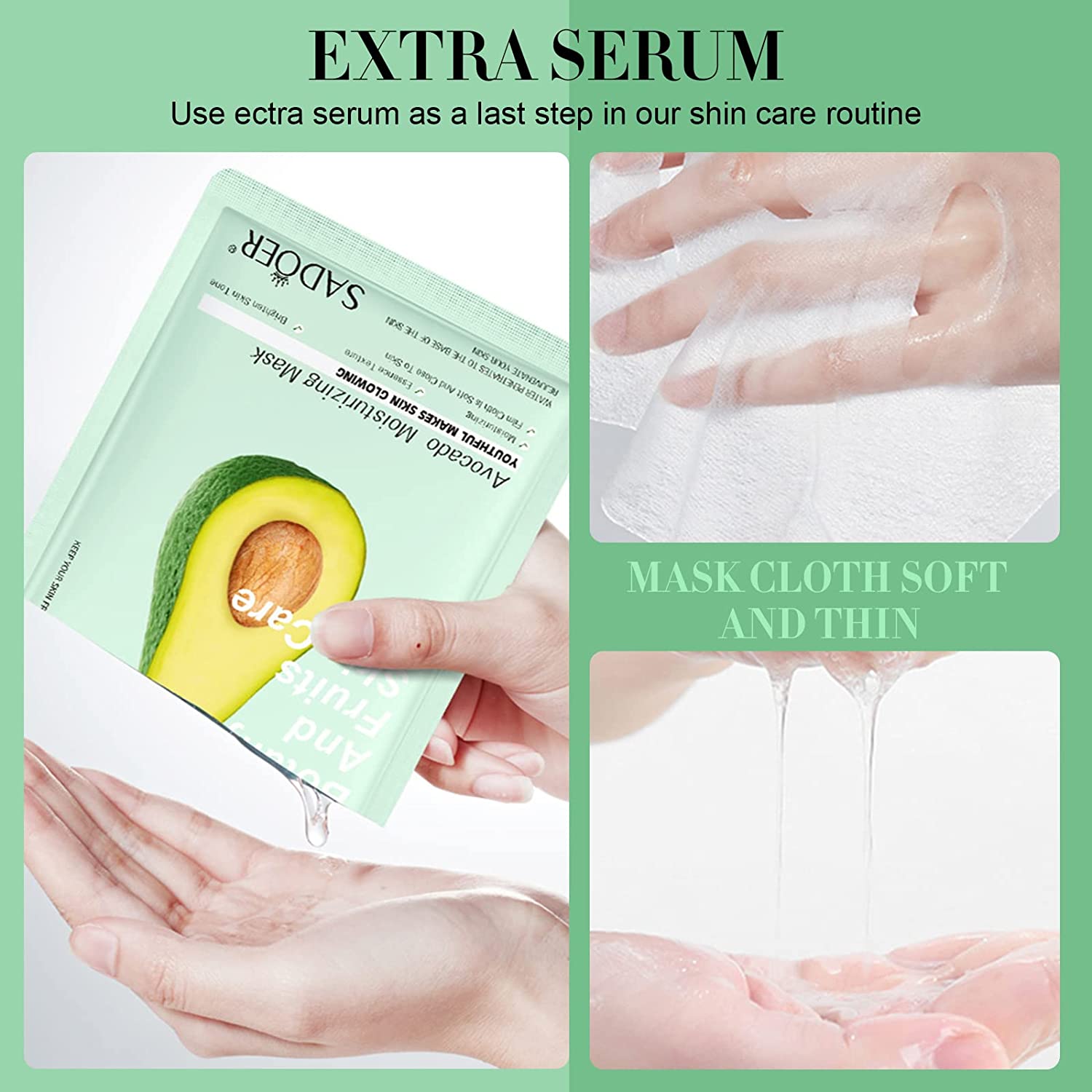 SADOER / Bioaqua Bundle of 12pcs & 15pcs Facial Face Sheet Mask, Hydrating, Radiance Boost, Calming, Moisturizing, Skin Care Sheet Masks