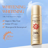 Sadoer 24K Gold Whitening Sunscreen Spray UV Protection Facial Body Moisturizing Concealer Waterproof 150ml SD50714