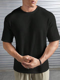 VYBE - Oversized Waffle Knit Tee For Men - Black