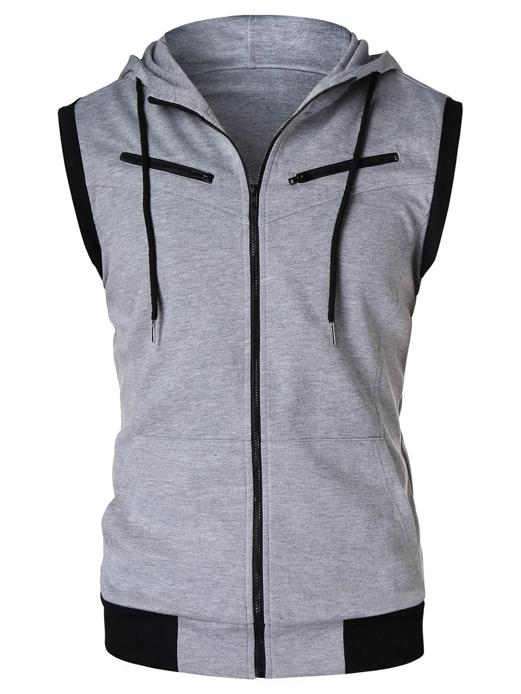 Vybe - Sleeveless Hooded Zipper - Grey