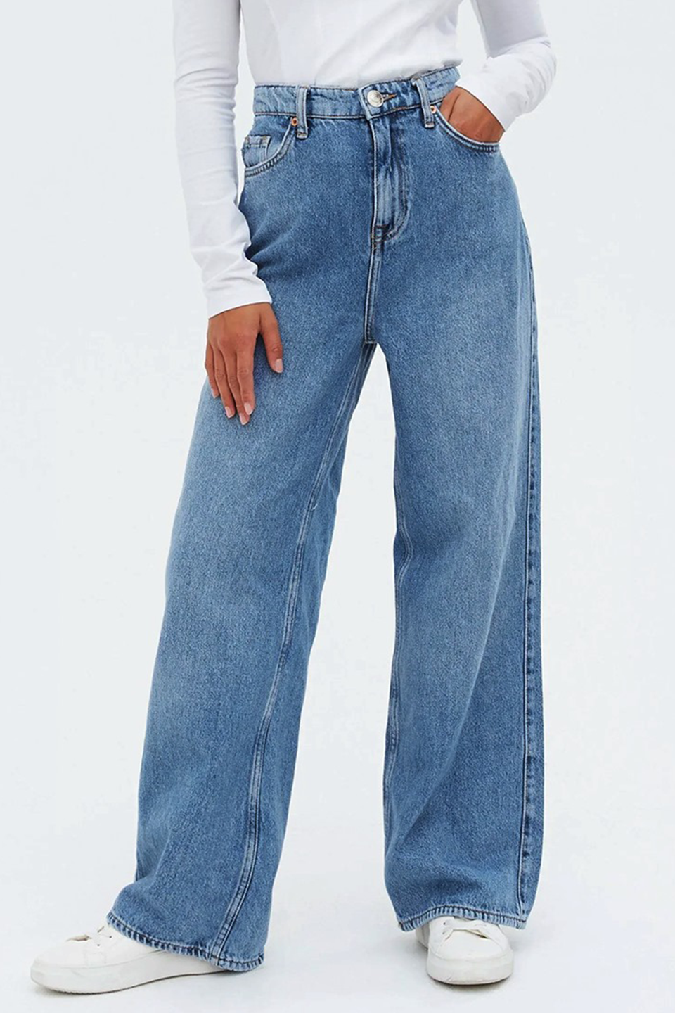 VYBE - Mid Blue Wide Leg Jeans