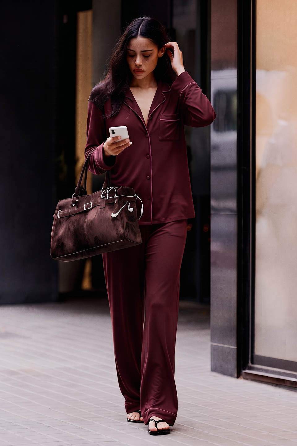 Cloud Pajama Set - Deep Red