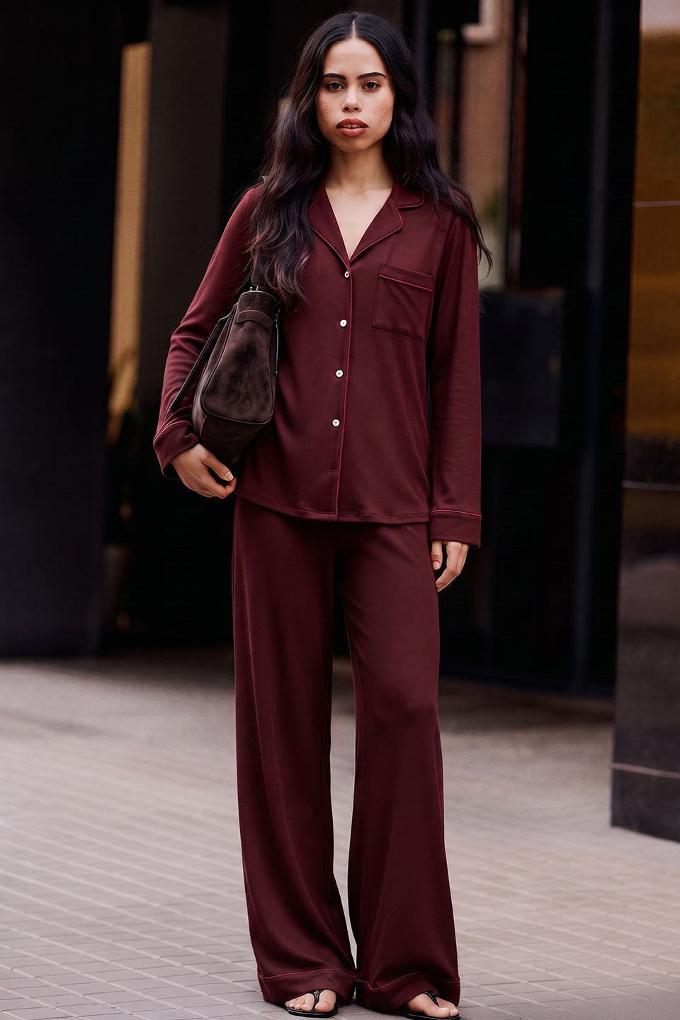 Cloud Pajama Set - Deep Red